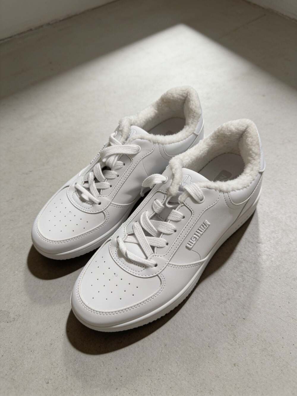 Nine West Faux Fur Lined White Platform Sneakers